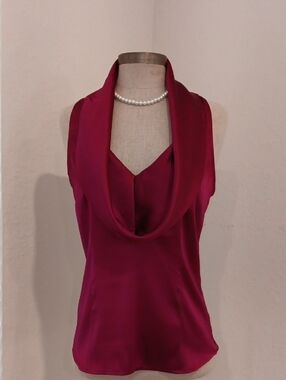 Express Silk Cowl Neck Blouse - Fuchsia